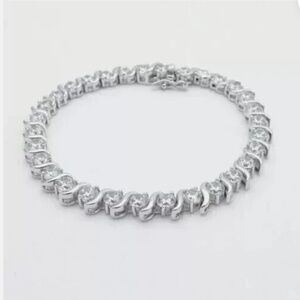 NWOT 10CT Round Cut VVS1/D Diamond Lab-Created S Link Bracelet 14K White GF